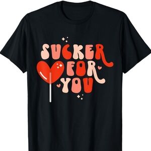 Valentine's Day Graphic Tee Black with Heart Graphic Size Large NWT